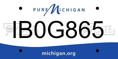 IB0G865 Michigan License Plate