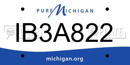 IB3A822 Michigan License Plate