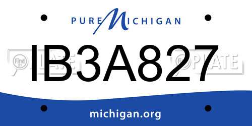 IB3A827 Michigan License Plate