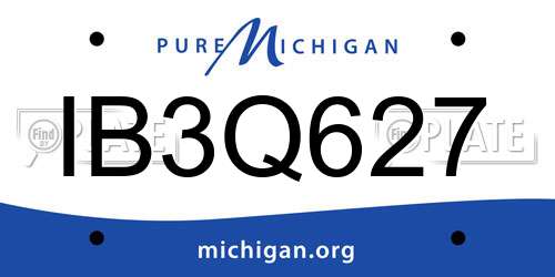IB3Q627 Michigan License Plate
