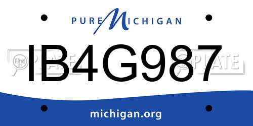 IB4G987 Michigan License Plate