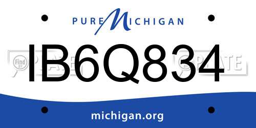 IB6Q834 Michigan License Plate