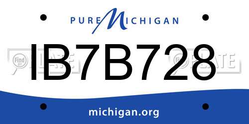 IB7B728 Michigan License Plate