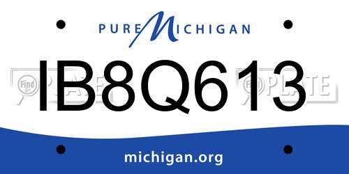 IB8Q613 Michigan License Plate