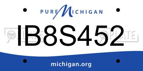 IB8S452 Michigan License Plate