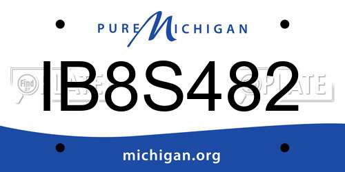 IB8S482 Michigan License Plate
