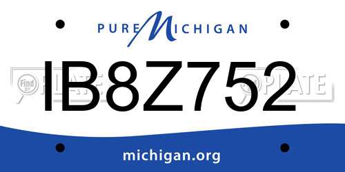 IB8Z752 Michigan License Plate