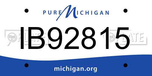 IB92815 Michigan License Plate