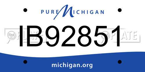 IB92851 Michigan License Plate