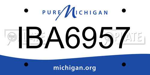 IBA6957 Michigan License Plate