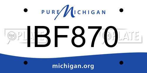 IBF870 Michigan License Plate