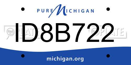 ID8B722 Michigan License Plate