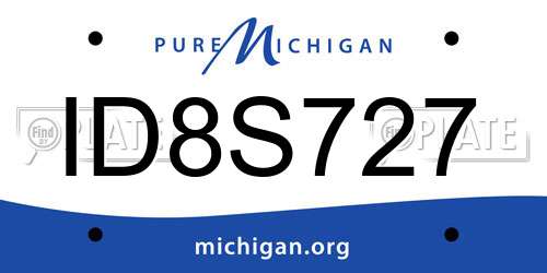 ID8S727 Michigan License Plate