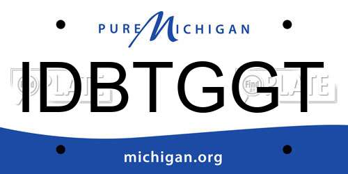 IDBTGGT Michigan License Plate