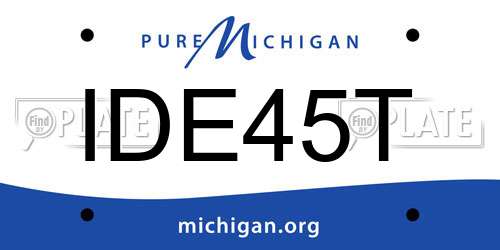 IDE45T Michigan License Plate