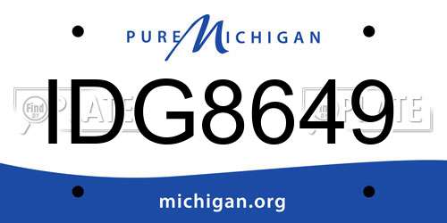 IDG8649 Michigan License Plate