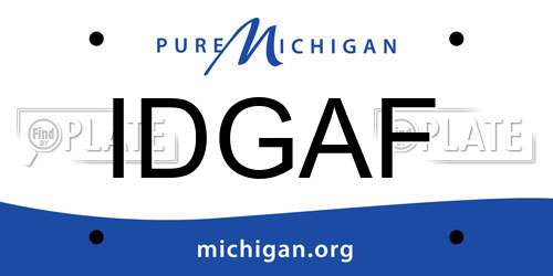 IDGAF Michigan License Plate