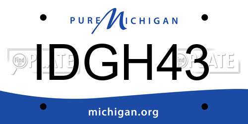 IDGH43 Michigan License Plate