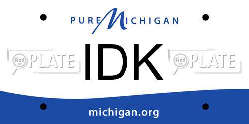 IDK Michigan License Plate