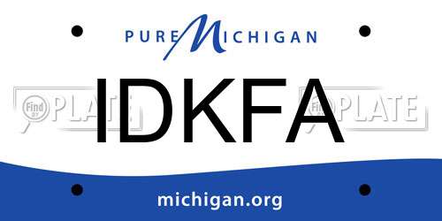 IDKFA Michigan License Plate