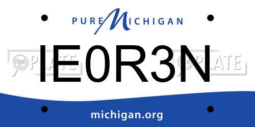 IE0R3N Michigan License Plate