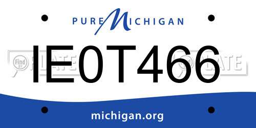 IE0T466 Michigan License Plate