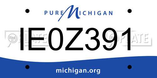 IE0Z391 Michigan License Plate