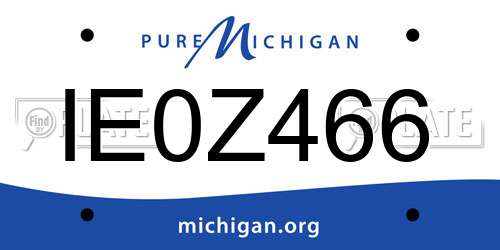 IE0Z466 Michigan License Plate