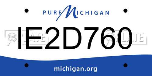 IE2D760 Michigan License Plate