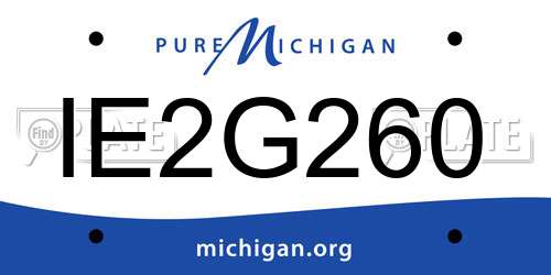 IE2G260 Michigan License Plate