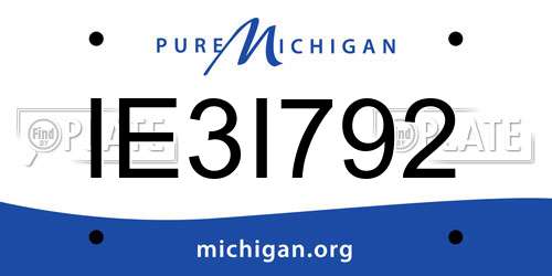 IE3I792 Michigan License Plate