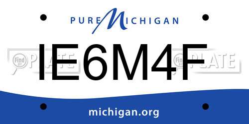 IE6M4F Michigan License Plate