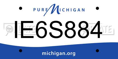 IE6S884 Michigan License Plate