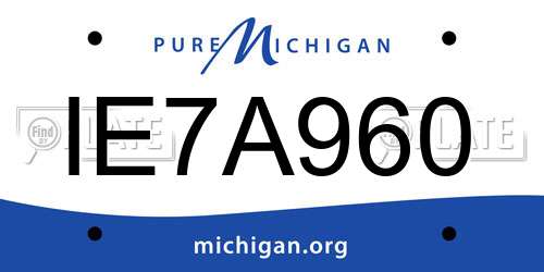 IE7A960 Michigan License Plate