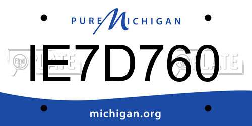 IE7D760 Michigan License Plate
