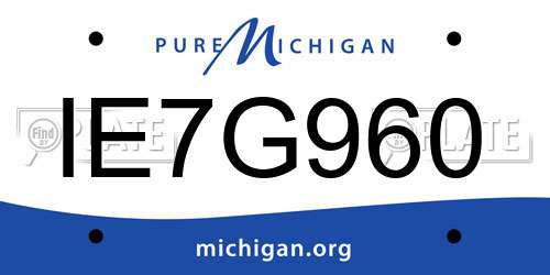 IE7G960 Michigan License Plate