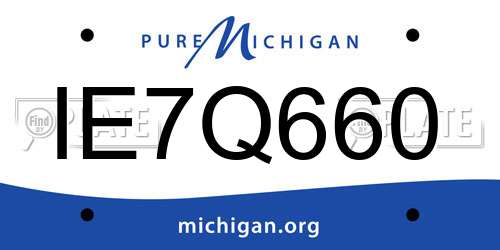 IE7Q660 Michigan License Plate