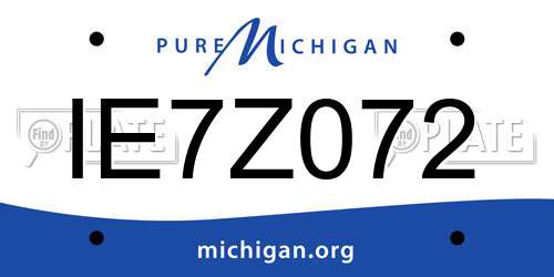 IE7Z072 Michigan License Plate