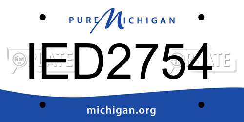 IED2754 Michigan License Plate