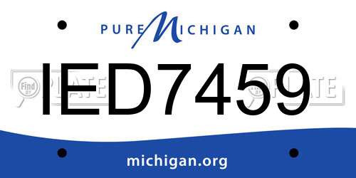 IED7459 Michigan License Plate