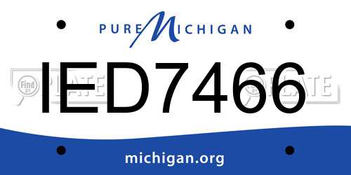 IED7466 Michigan License Plate