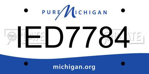 IED7784 Michigan License Plate