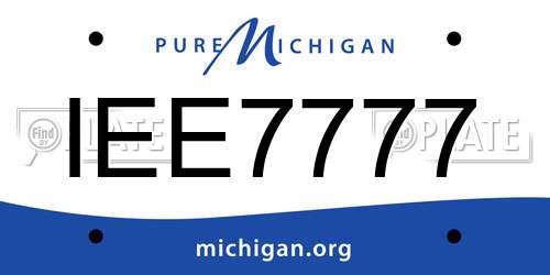 IEE7777 Michigan License Plate