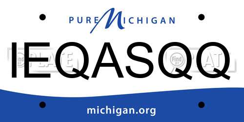 IEQASQQ Michigan License Plate