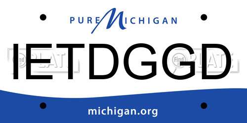 IETDGGD Michigan License Plate