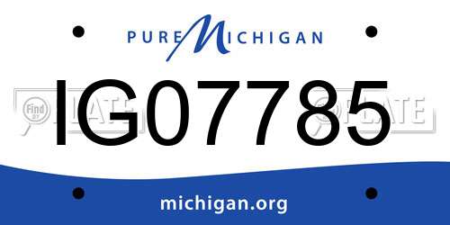 IG07785 Michigan License Plate