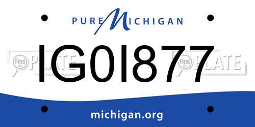 IG0I877 Michigan License Plate