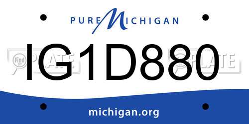 IG1D880 Michigan License Plate
