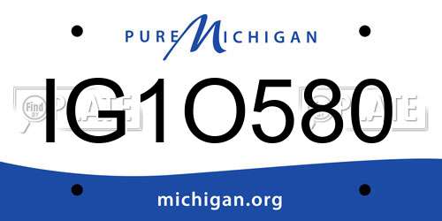 IG1O580 Michigan License Plate