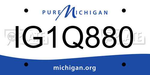IG1Q880 Michigan License Plate